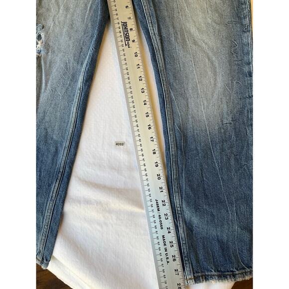 Zara Women Jeans size 8 US Blue High Rise Straight Leg Boyfriend Ripped - Picture 6 of 12